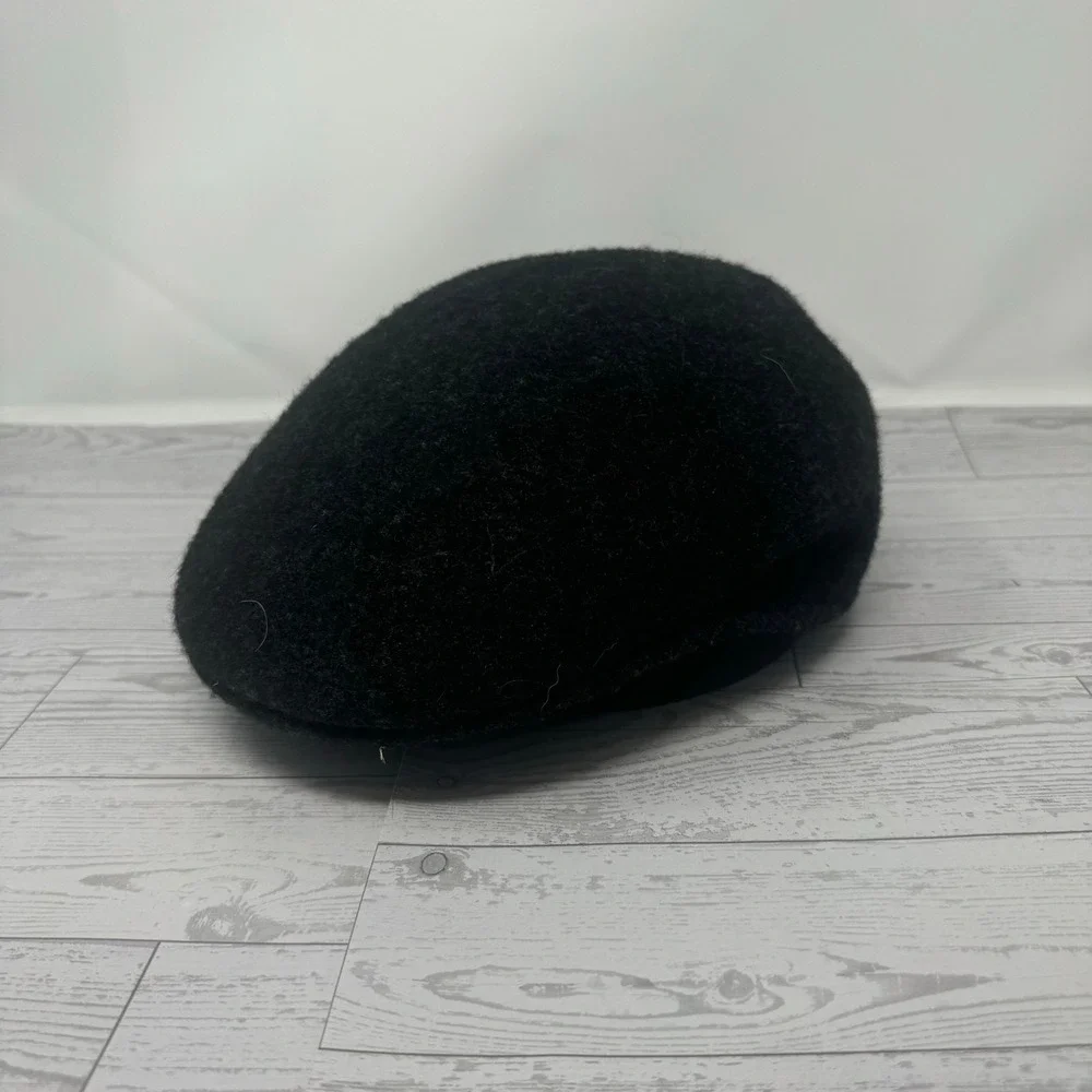 Stetson Black Wool Blend Flat Cap Mens Ivy Driver Hat Newsboy Large